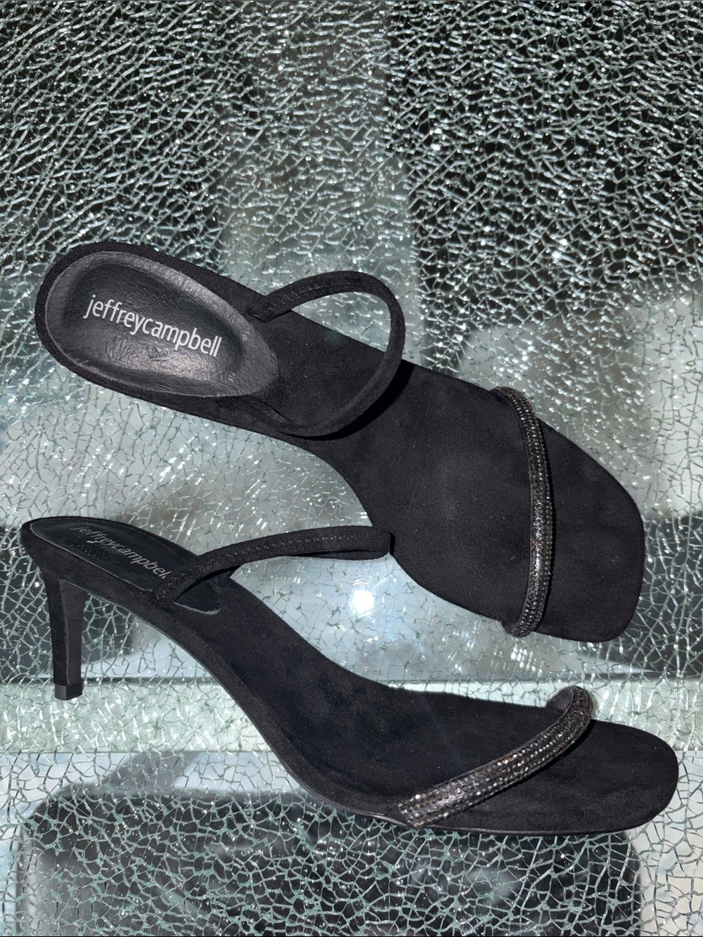 Jeffrey Campbell Hera-Hi Black Suede and Crystal Stiletto 10M
